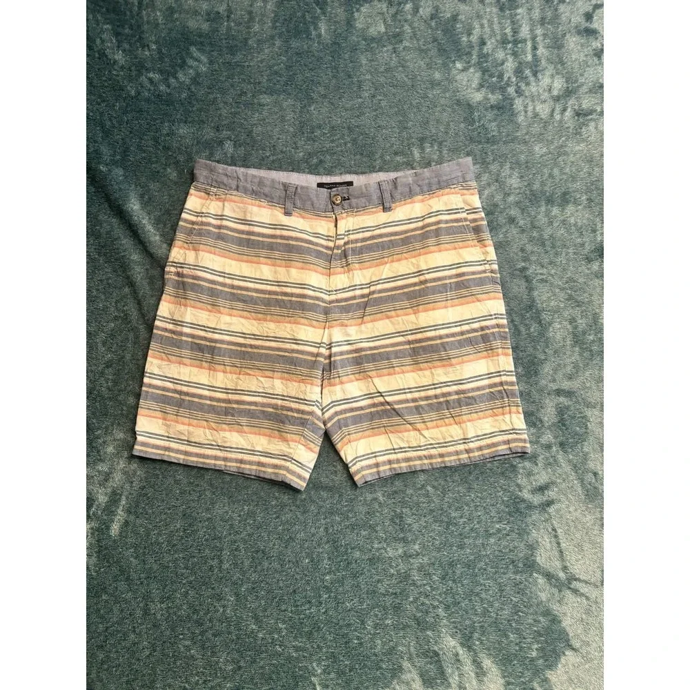 Tommy Hilfiger Mens 36 Multicolor Striped Chino Shorts 100% Cotton 9 Inseam